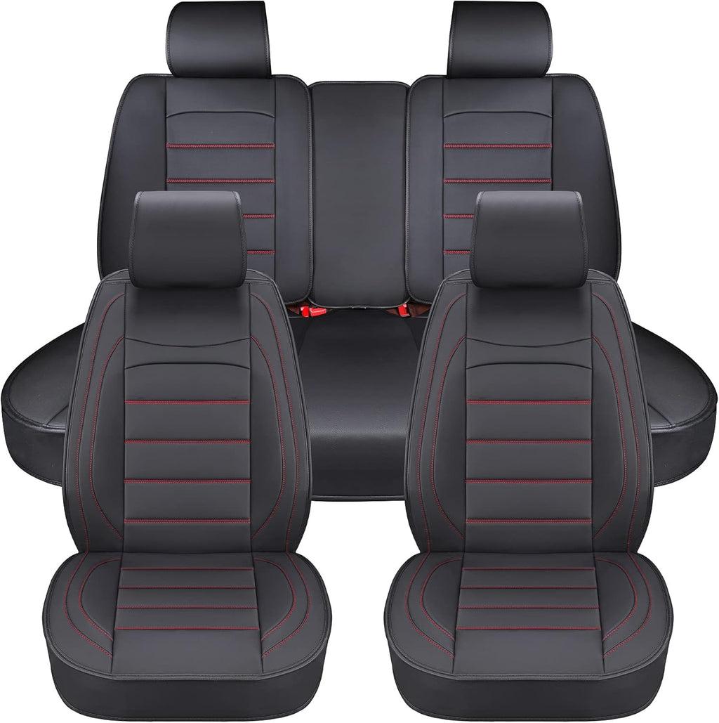 Black 2Pcs Waterproof Leatherette Car Seat Covers T80432