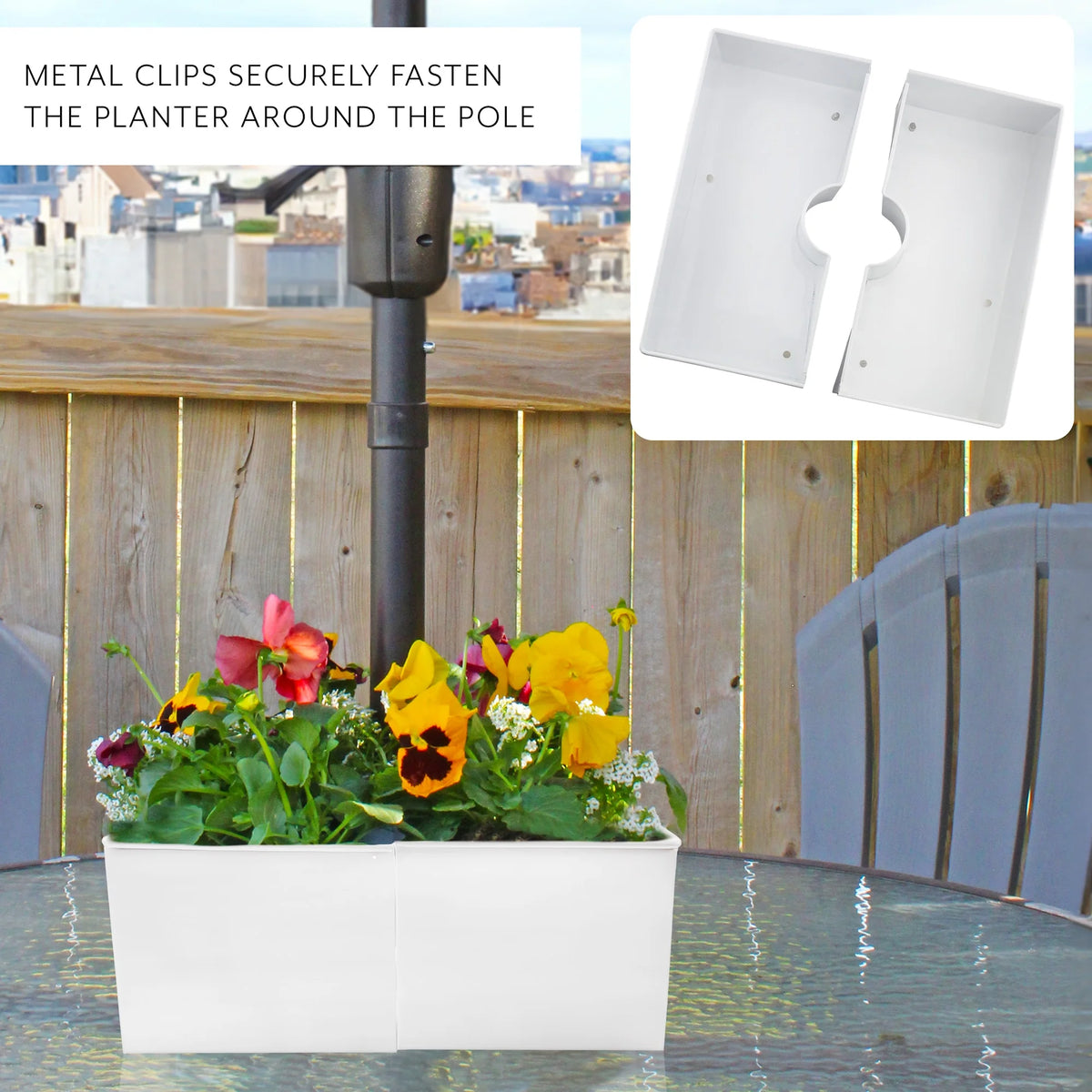 White Square Umbrella Planter G915