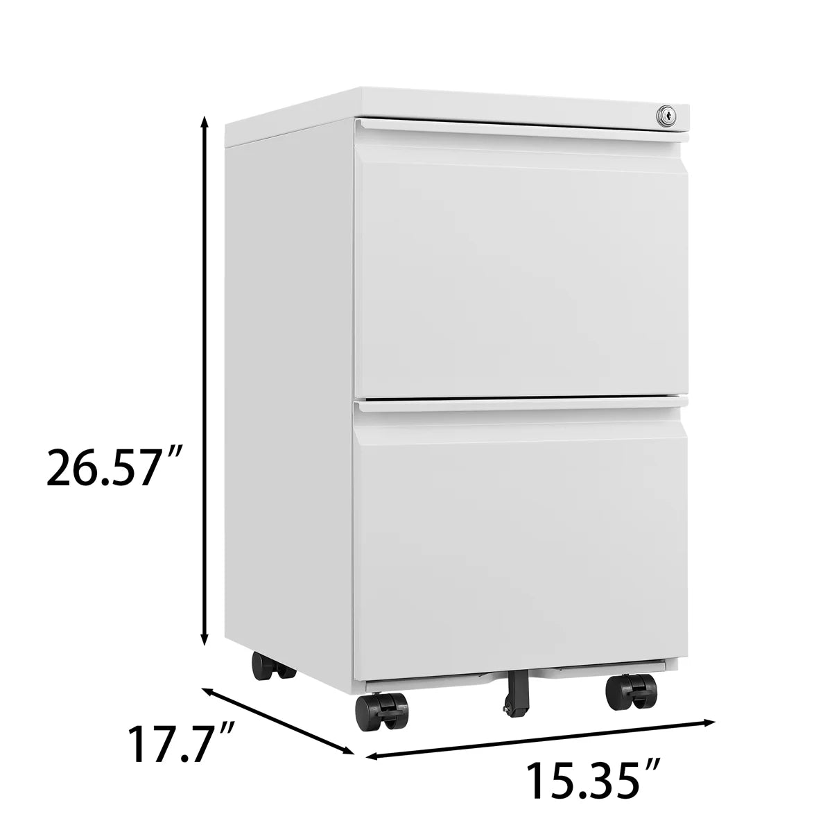 Black 2 Drawer Metal Mobile File Cabinet with Lock D381291