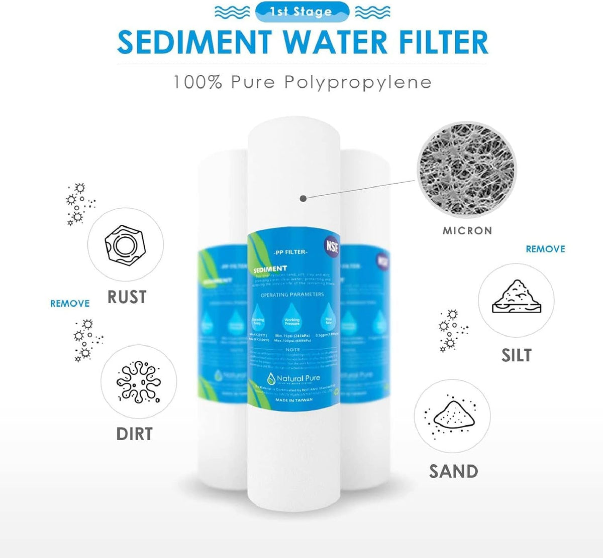 Reverse Osmosis Water Filter Cartridge Replacement with 75 GPD RO Membrane T109