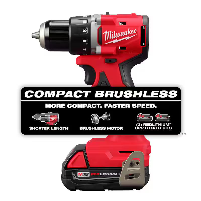 18-Volt Lithium-Ion Brushless Cordless 1/2 in. Compact Drill/Driver Kit with 2 Gal. Cordless Wet/Dry Vacuum Z930