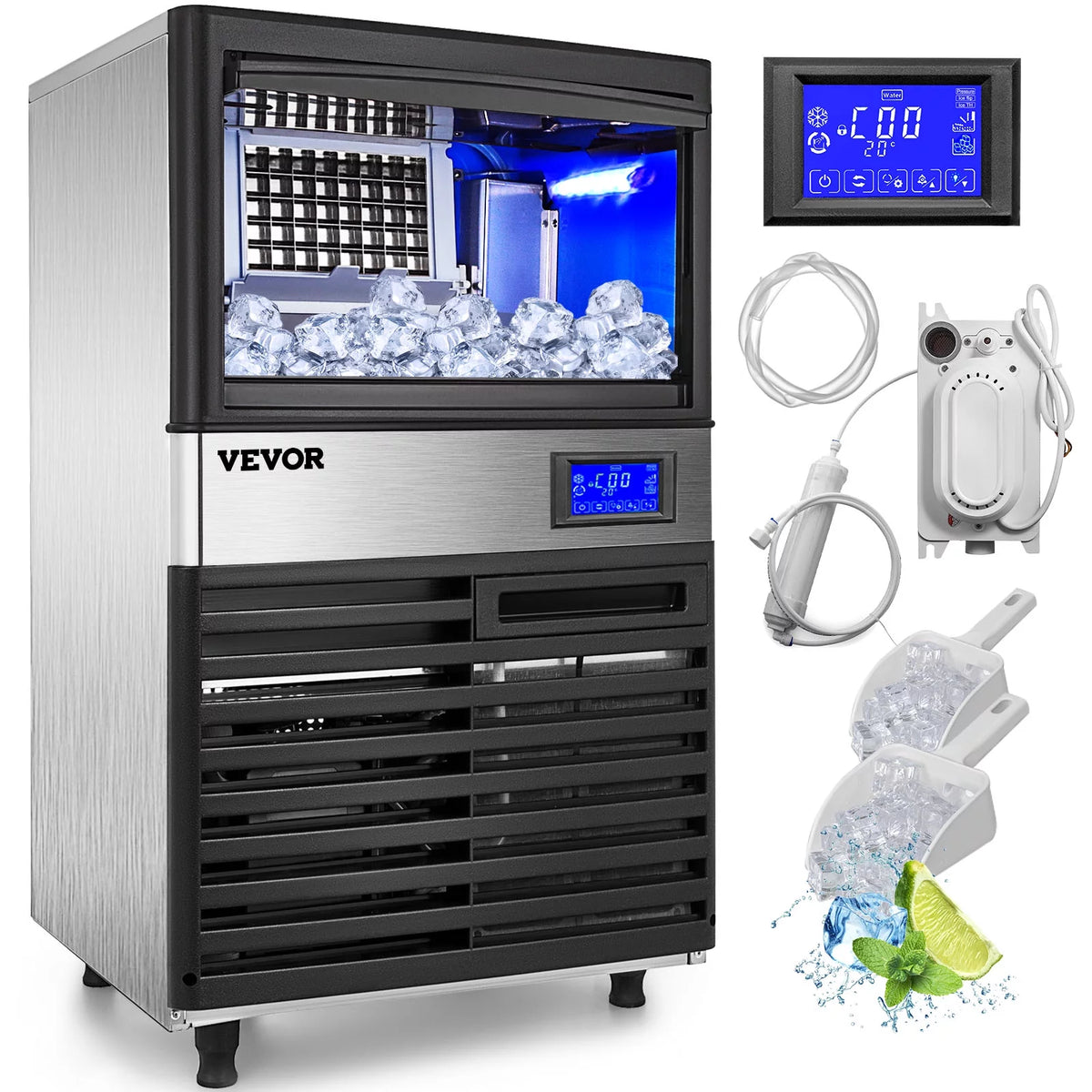 Commercial Ice Maker 132lbs/24h Stainless Steel D437794