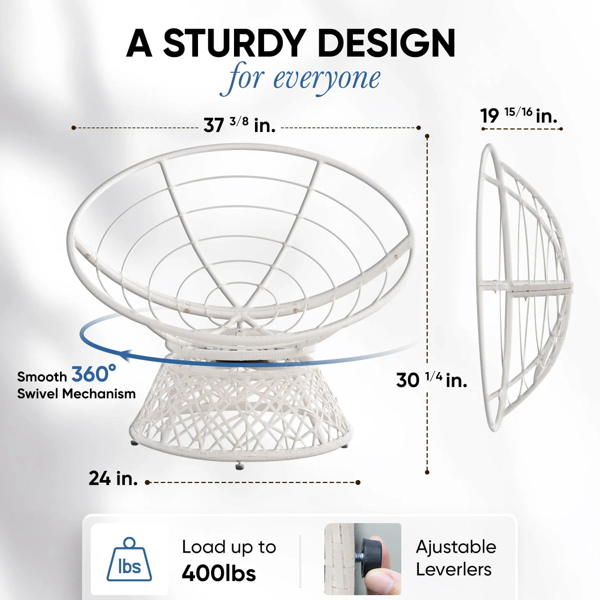 360 Swivel Papasan Chair with Fabric Cushion K993