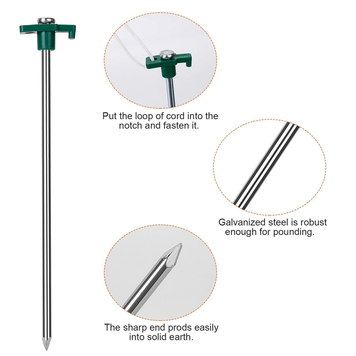20 PCS Heavy Duty Tent Pegs and Ropes Set S6504