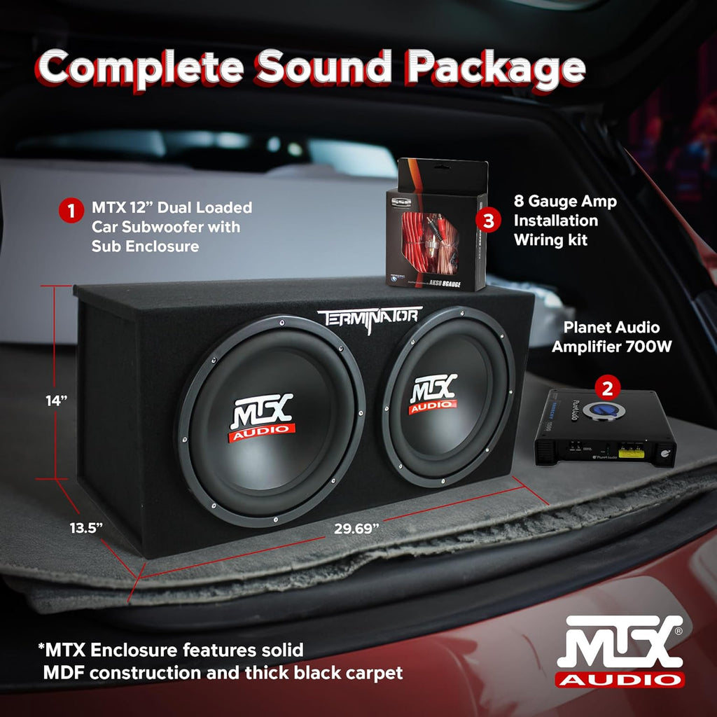 12" 1200 Watt 4 Ohm Dual Loaded Car Audio Subwoofer Package with Sub Enclosure Z151115