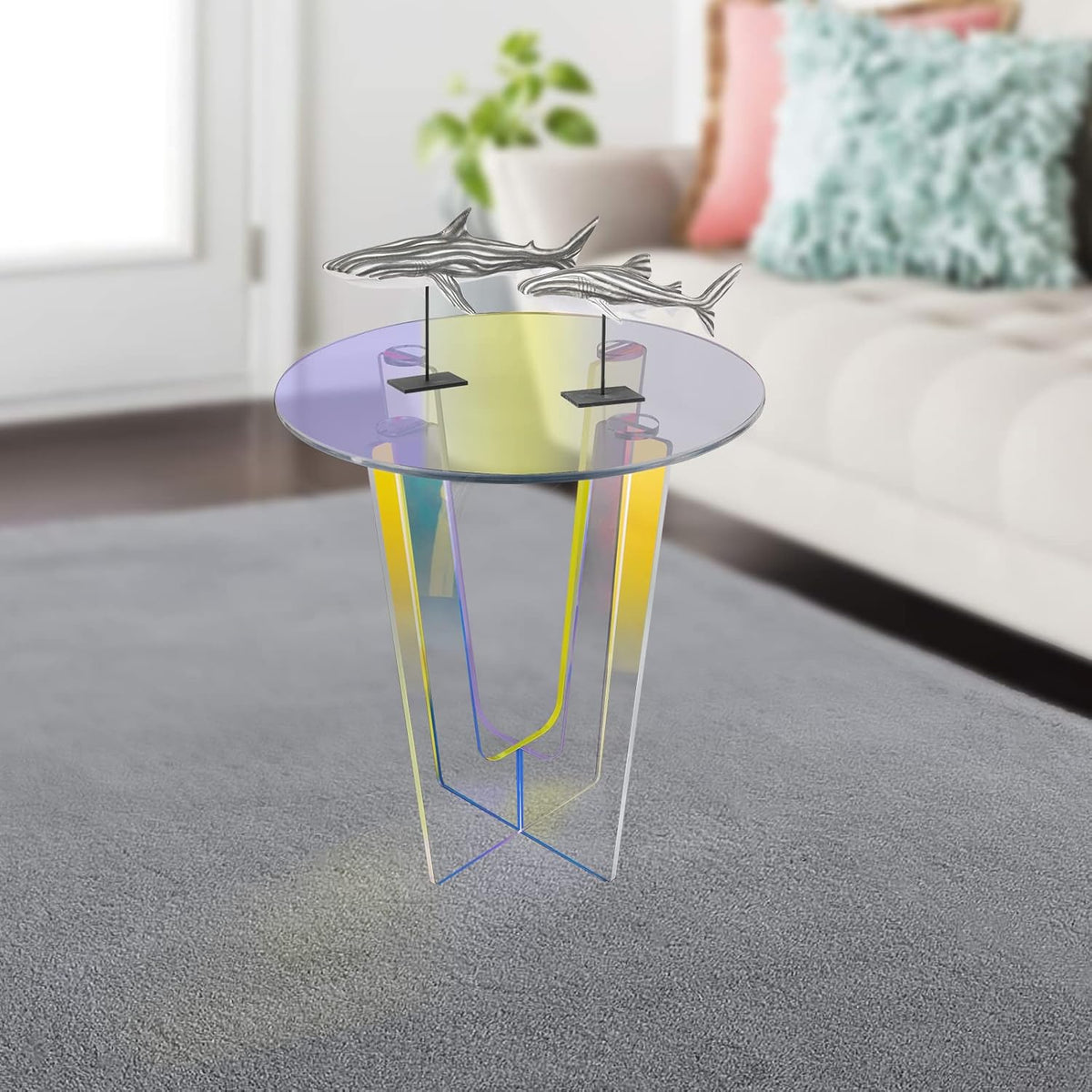 Acrylic Side Table with Storage Shelf W636992