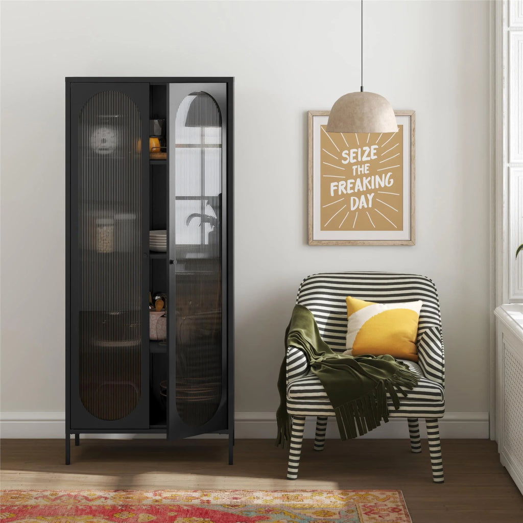 2-Door Accent Cabinet with Fluted Glass N677