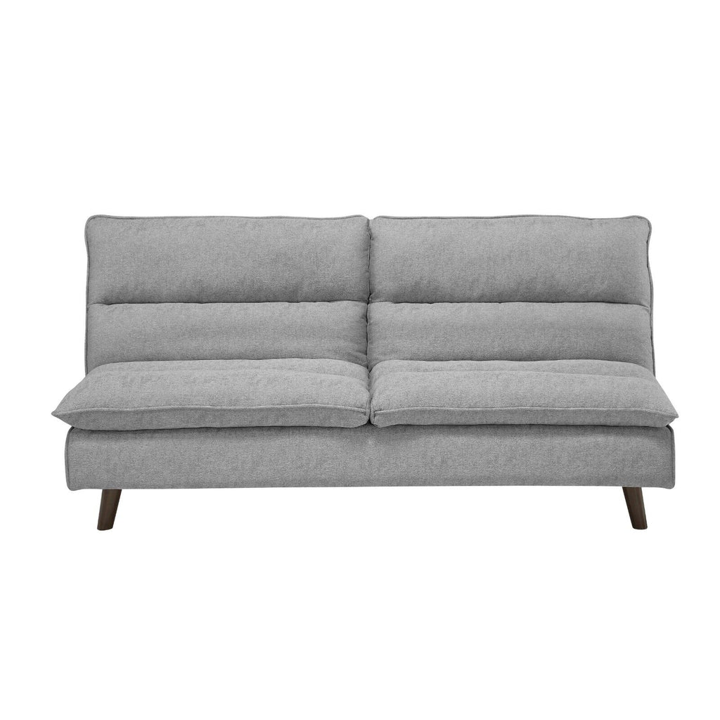 Grey Textured Fabric Convertible Sofa with Wooden Legs S58048