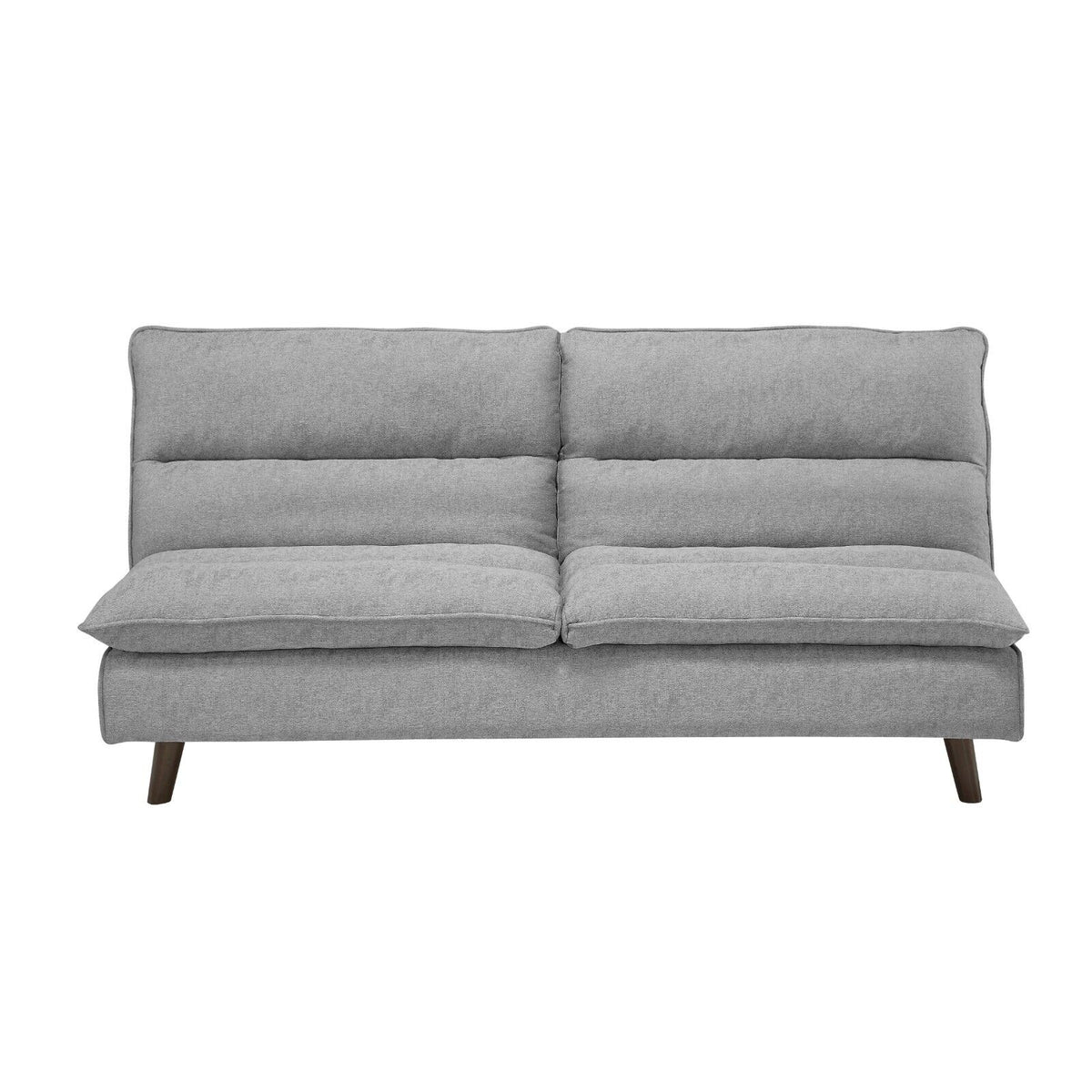 Grey Textured Fabric Convertible Sofa with Wooden Legs S58048
