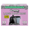 33 Gallon Heavy Duty Black Plastic Trash Bags with Ties 100 Pack P4648