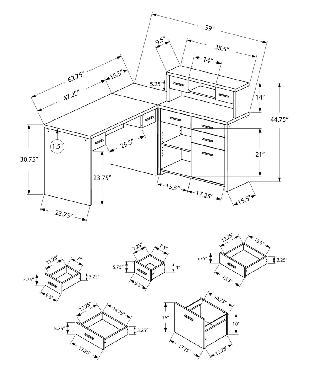 Grey Reclaimed Wood Computer Desk R4746