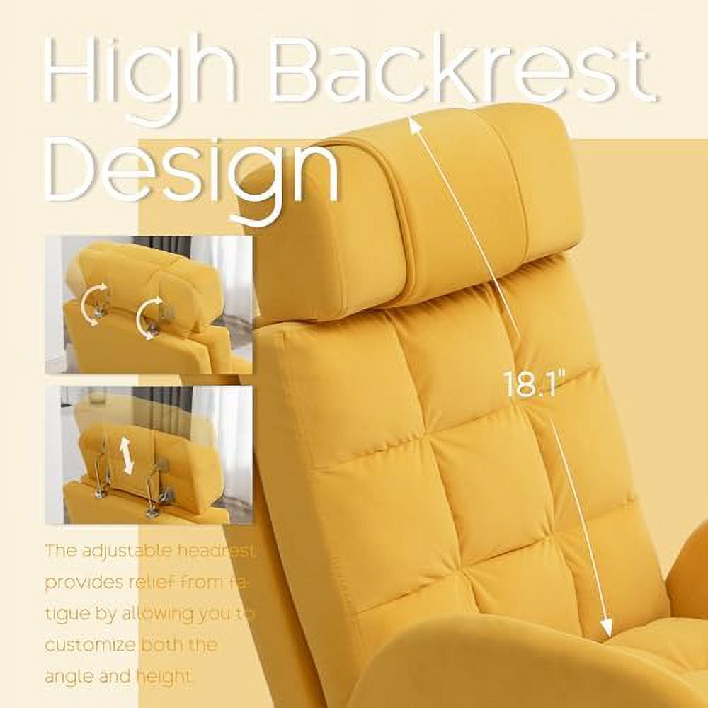 Yellow Velvet Accent Chair with Ottoman G917077