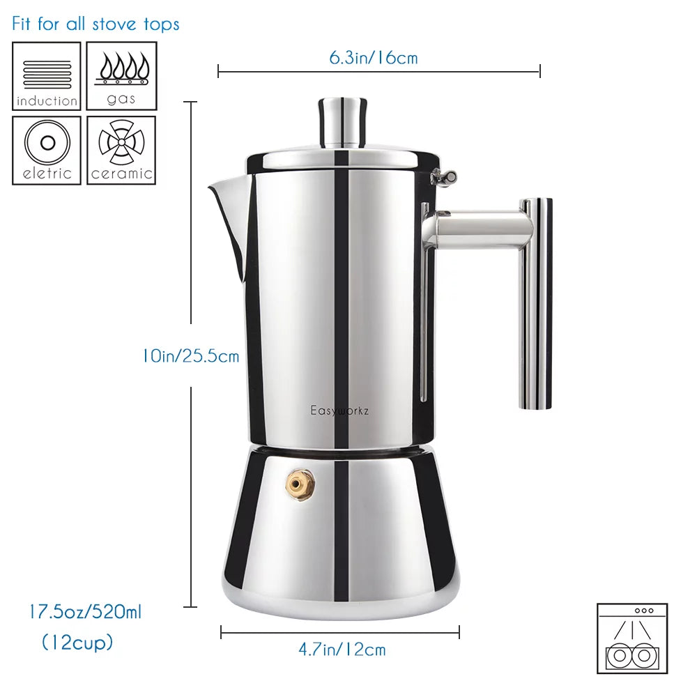 12 Cup Stainless Steel Stovetop Espresso Maker O667445