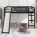 Solid Wood Full Size Low Loft Bed with Slide R47290