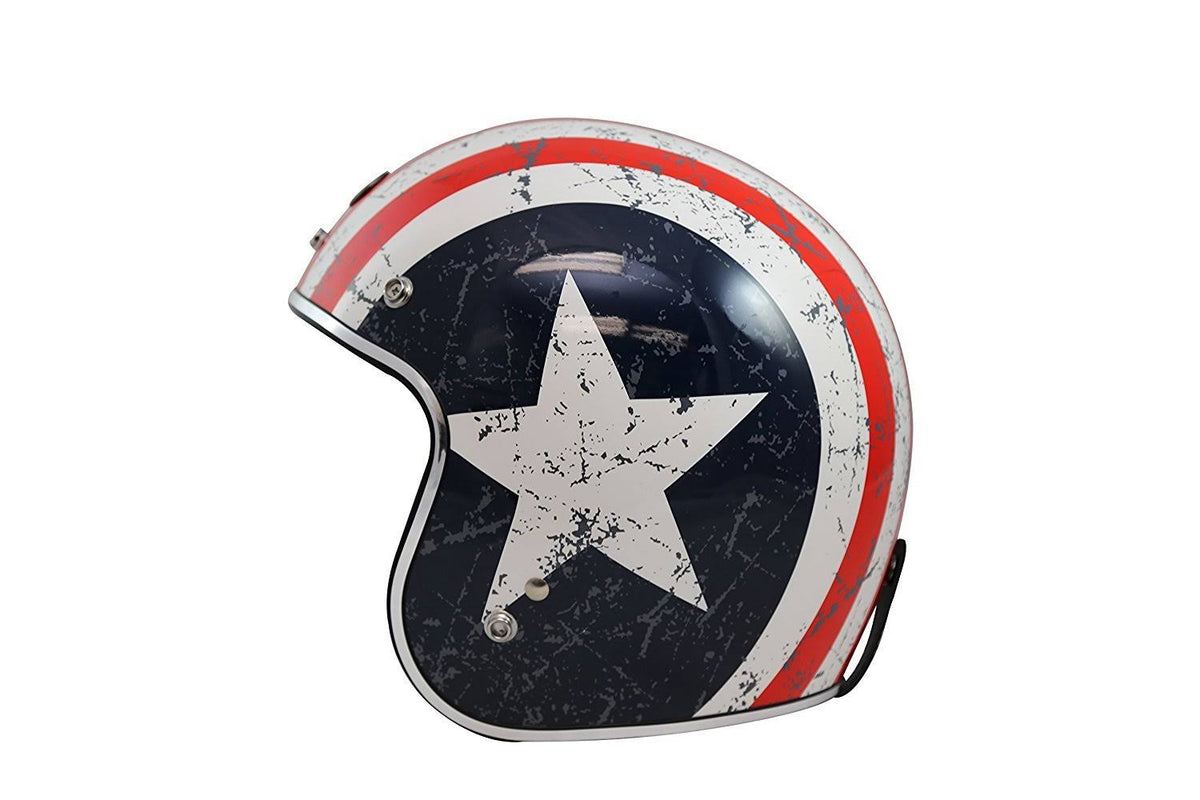 3/4 Helmet with Rebel Star Graphic (White, Medium) B3112