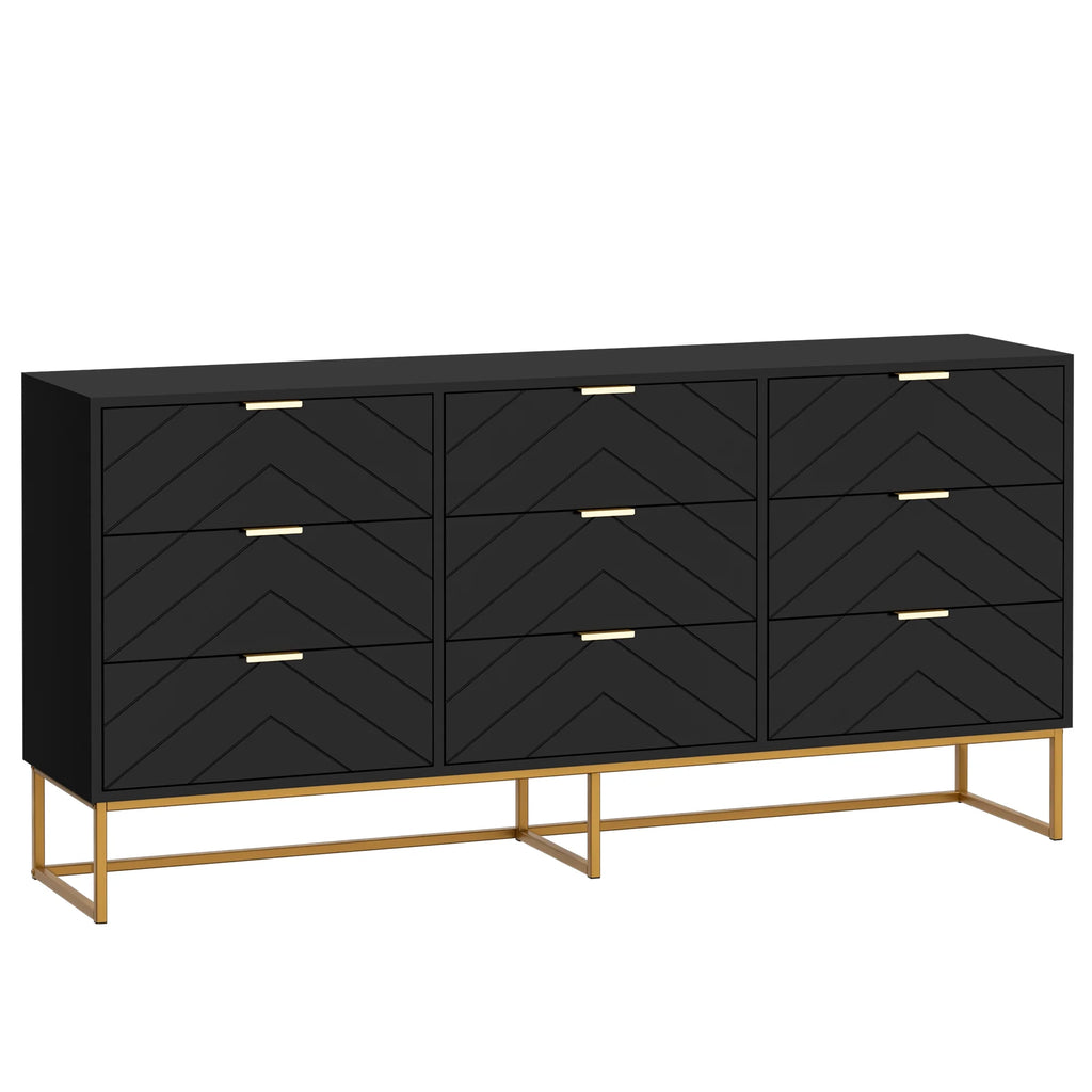 White 9 Drawer Wood Dresser B5010