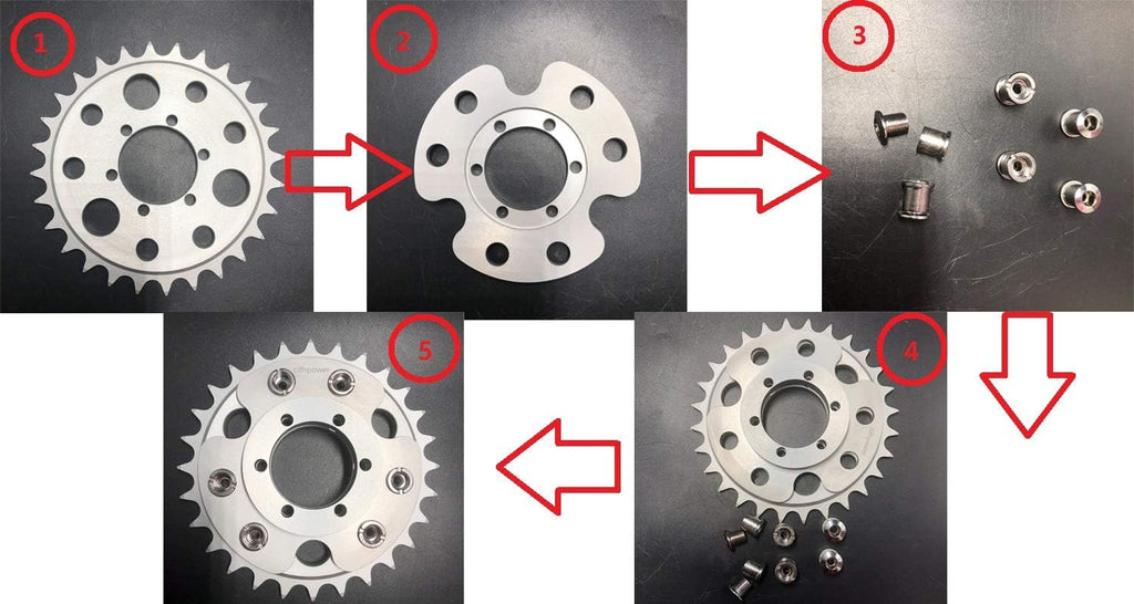 Disc Brake Rotor Adapter and 28T Sprocket for Gas Motorized Bicycle Pack of 2 E761