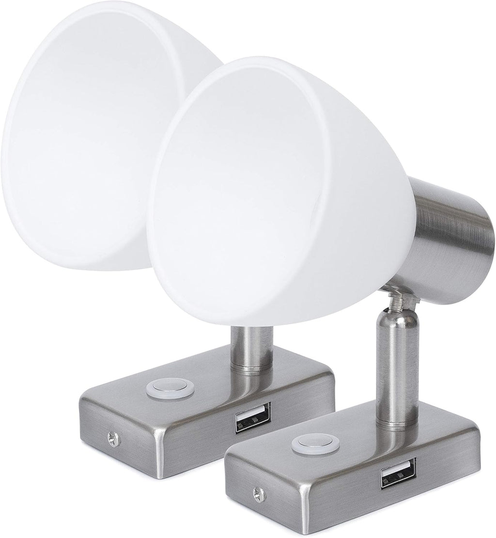 12V LED RV Interior Reading Light 3W with USB Port Dimmable Touch Switch Warm Two Pack R63492