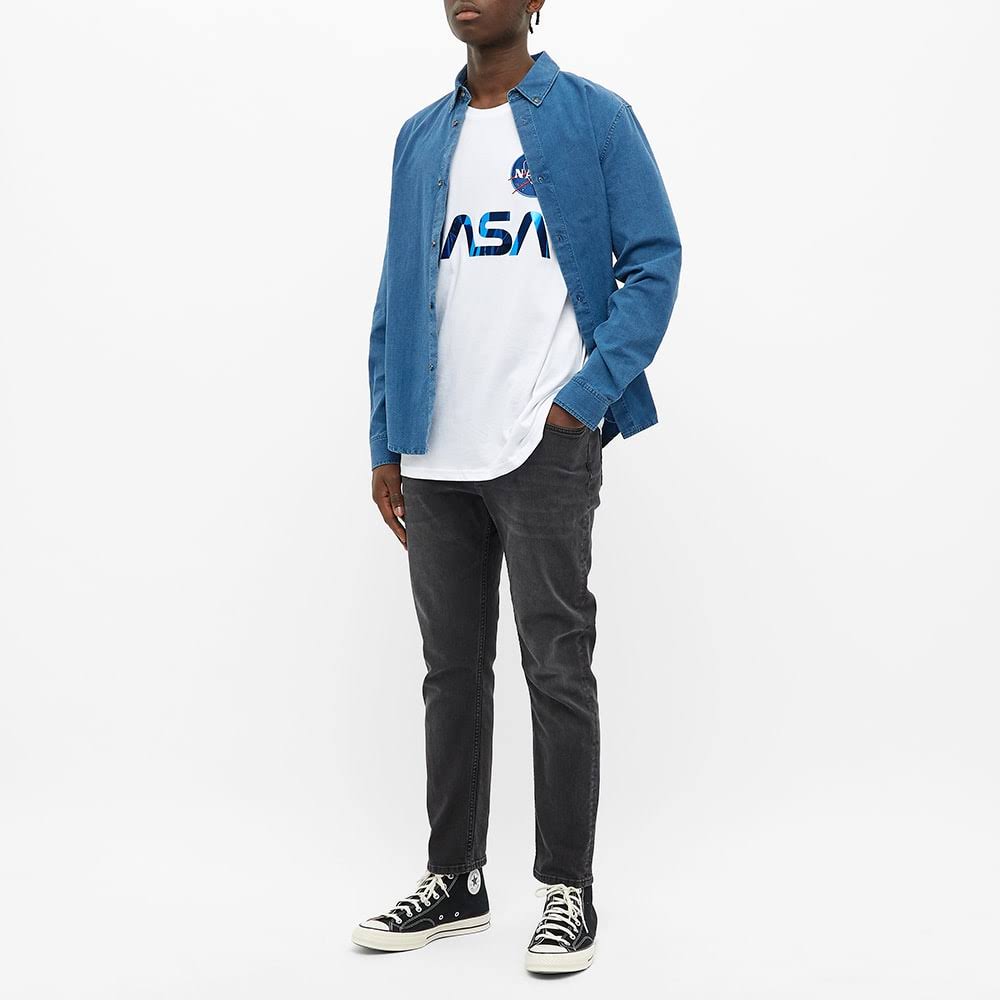 White & Blue Reflective Cotton Tee L8143