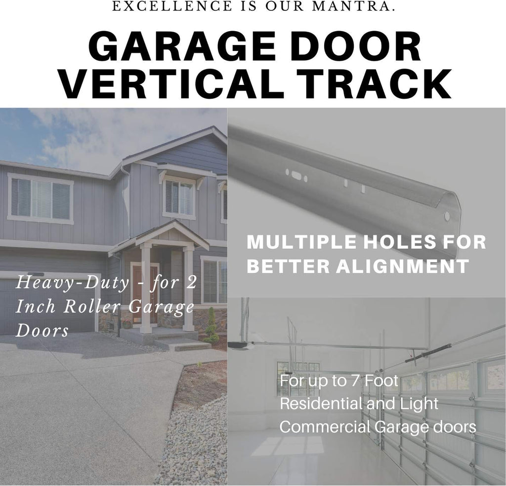 Set of Left and Right Galvanized Steel Garage Door Vertical Track for 7 Foot Tall U951715