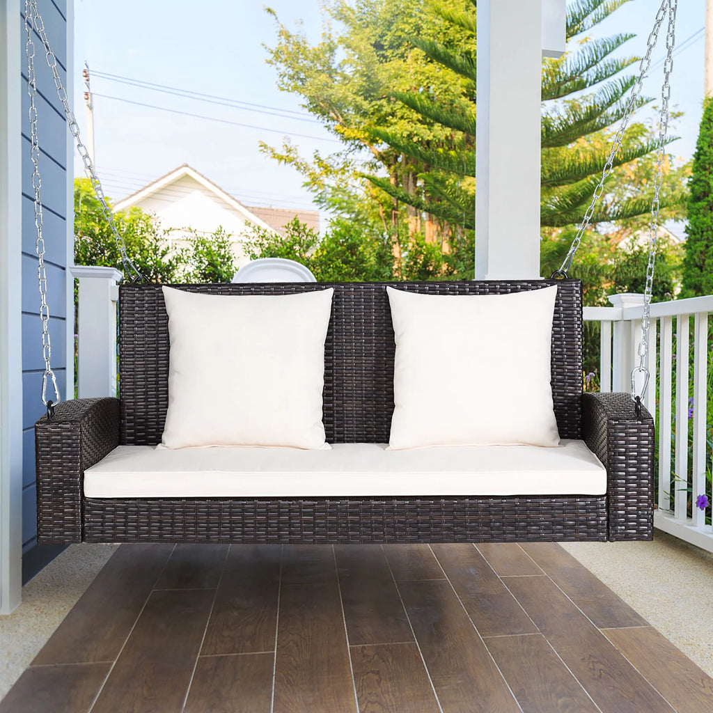 2-Person Rattan Hanging Porch Swing Bench M571413