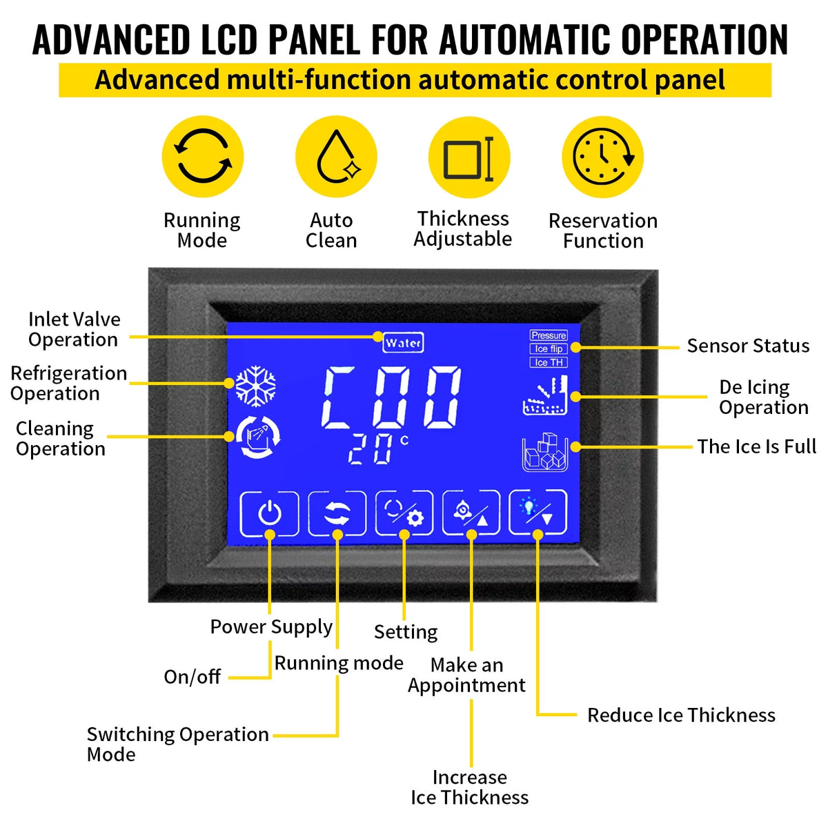 Commercial Ice Maker 132lbs/24h Stainless Steel D437794