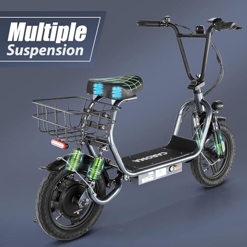 500W/800W/1200W Electric Scooter with Seat, 14" Fat Tire, Foldable Electric Scooter H633519