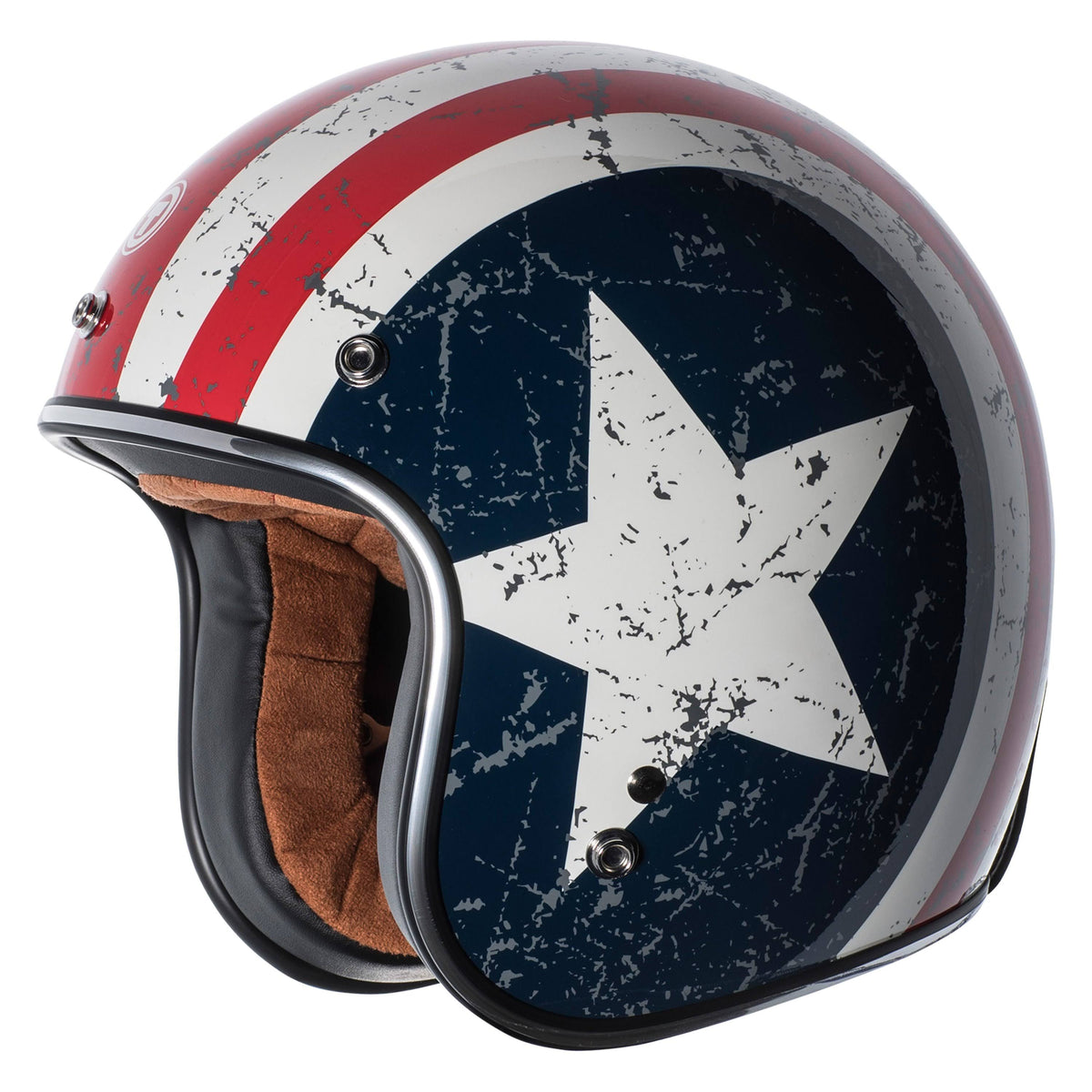 3/4 Helmet with Rebel Star Graphic (White, Medium) B3112