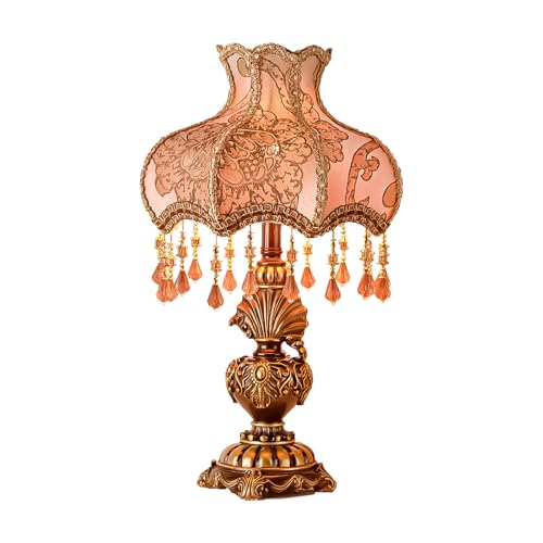 Antique Victorian Floral Table Lamp Fabric Lampshade Resin Base A2304