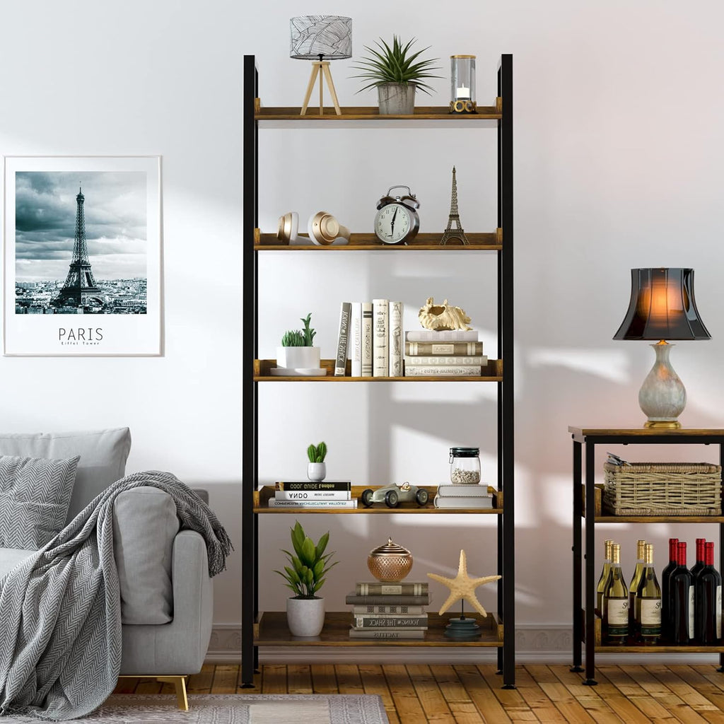 Adjustable Wood and Metal Bookshelf Q9510