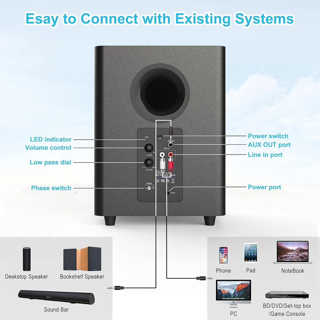 Powered Down Firing Subwoofer, Black T564621