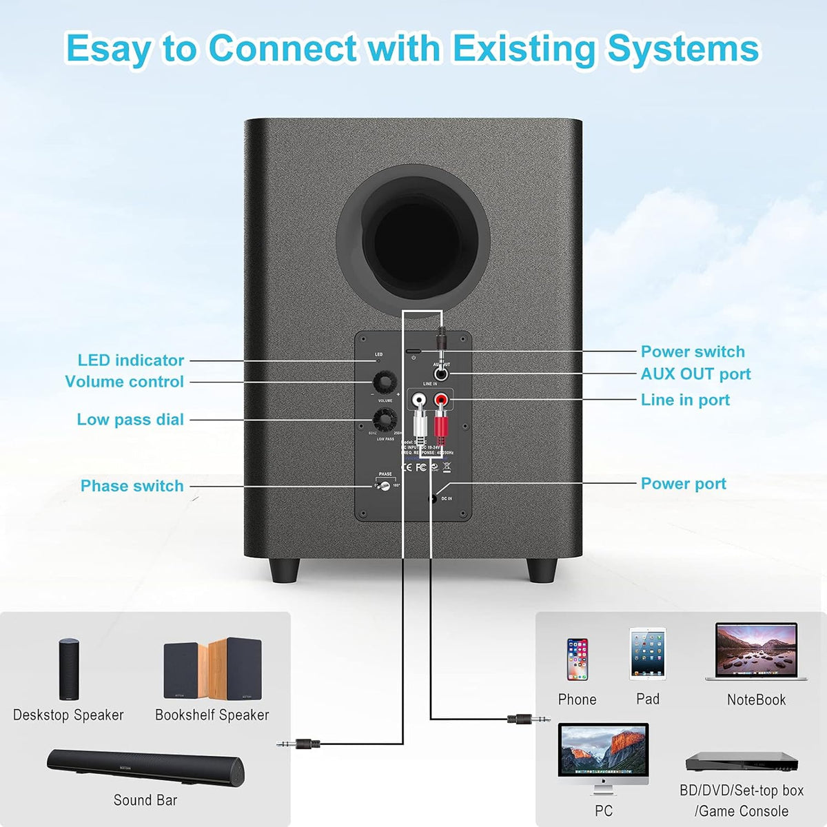 Powered Down Firing Subwoofer, Black T564621