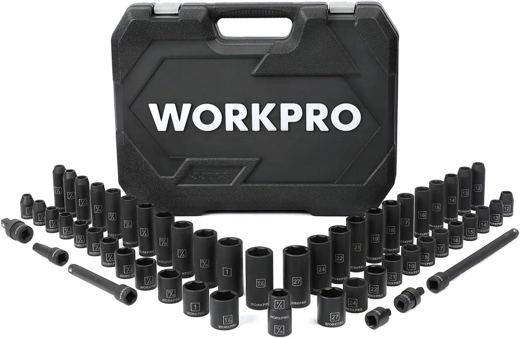 1/2 Drive 55-Piece Impact Socket Set with Extension Bars X743