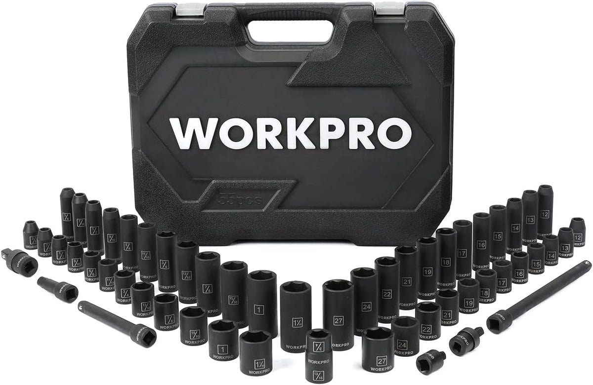 1/2 Drive 55-Piece Impact Socket Set with Extension Bars X743