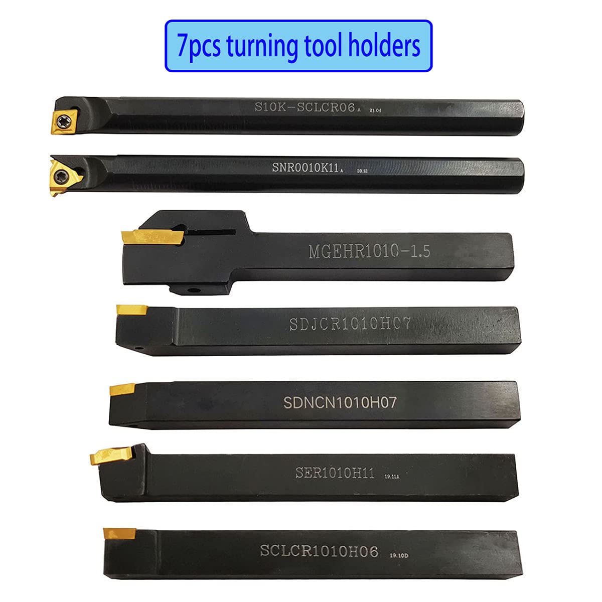 21 Pcs 10mm Shank Carbide Lathe Turning Insert Tool Holder Bit Set D85830