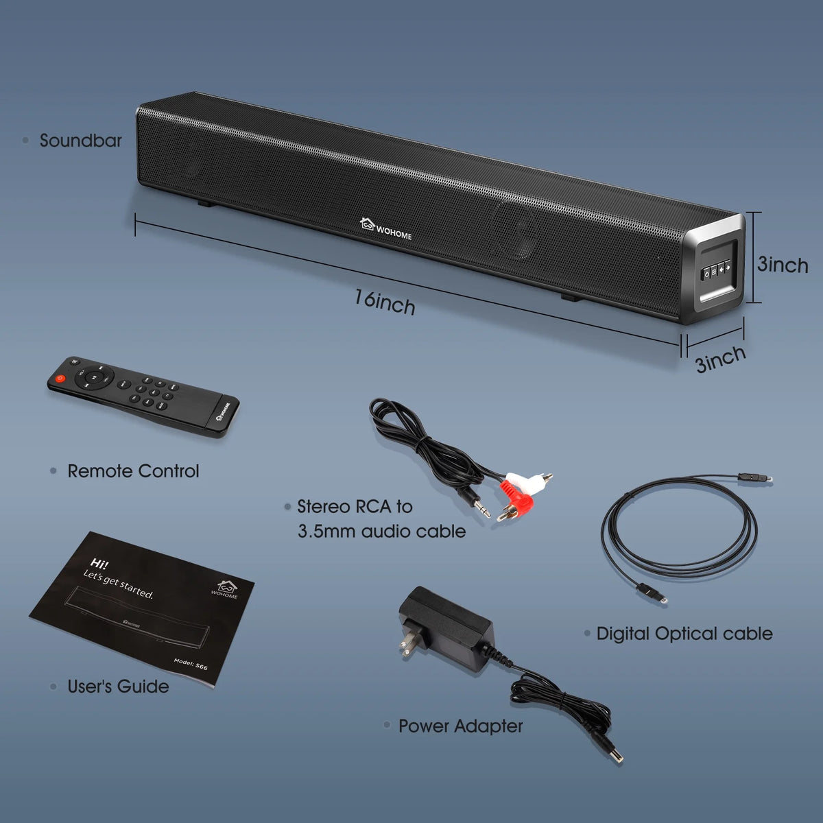 16-Inch 50W Soundbar with Bluetooth 5.0 and Subwoofer C7499