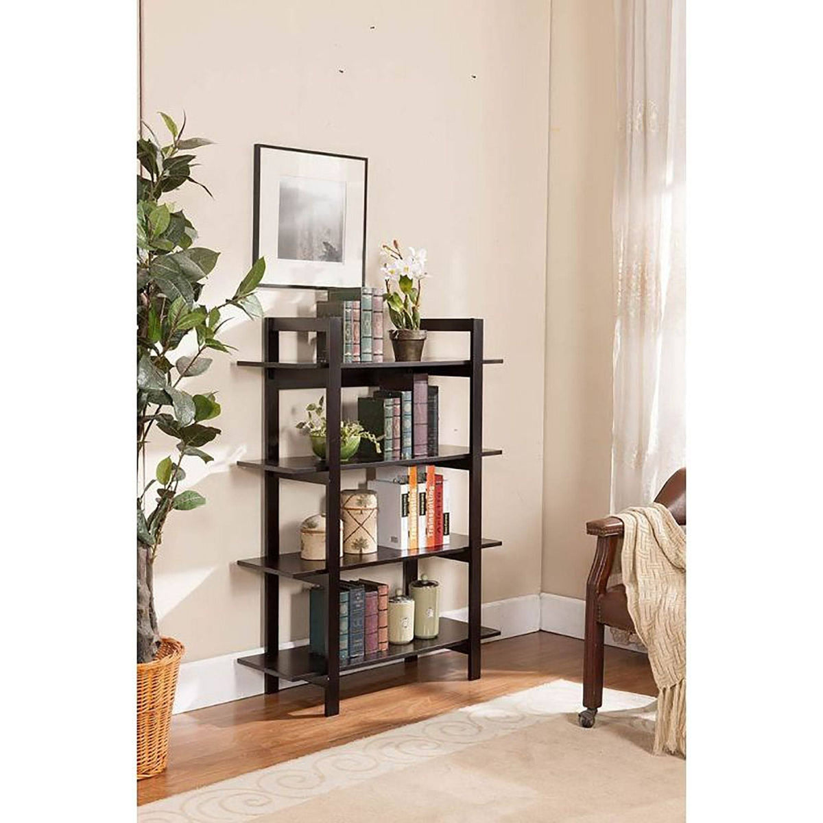 Antique Walnut and Metal 4 Tier Bookcase G1803