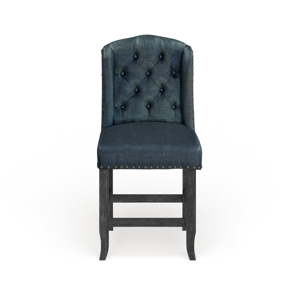 Dark Blue Counter Height Stool Set of 2 I4245