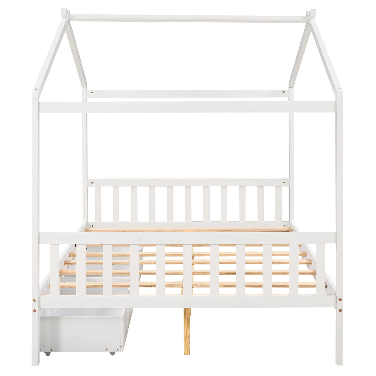 White Full Size Platform Bed with Two Drawers N576589
