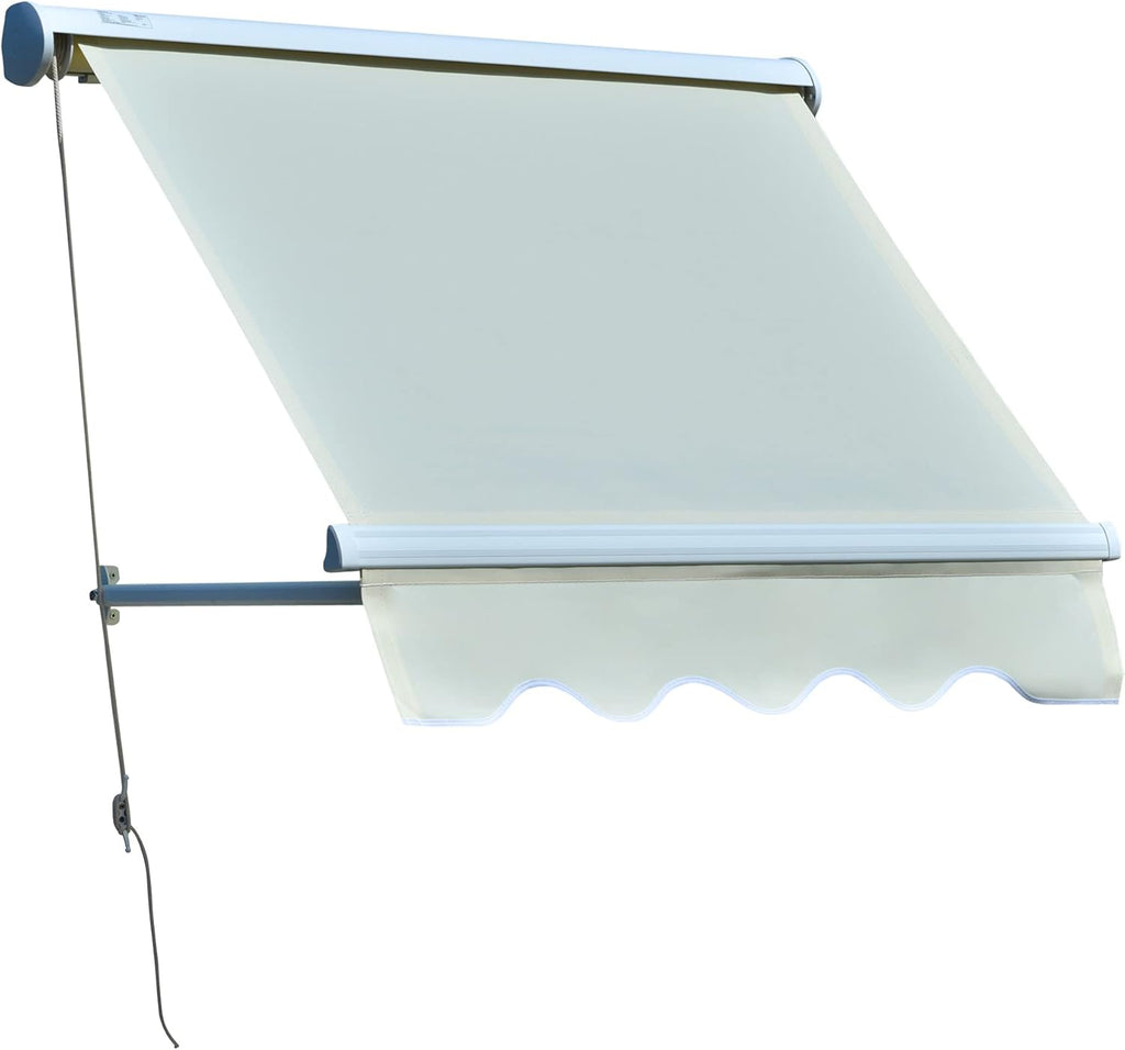 Green Manual Retractable Patio Window Awning V6314