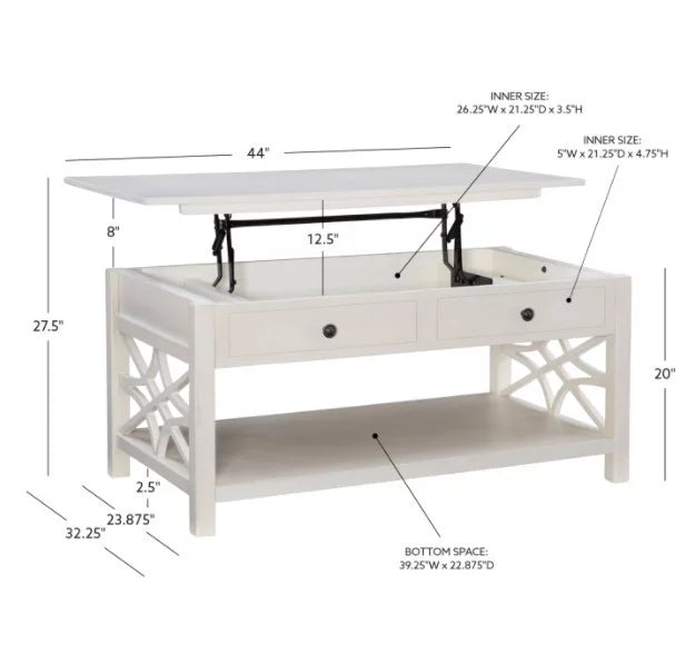 White 2-Drawer Lift-Top Coffee Table U122010
