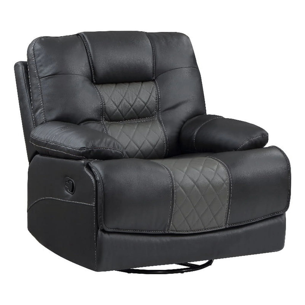 Gray Faux Leather Swivel Glider Reclining Chair D190