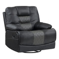 Gray Faux Leather Swivel Glider Reclining Chair D190