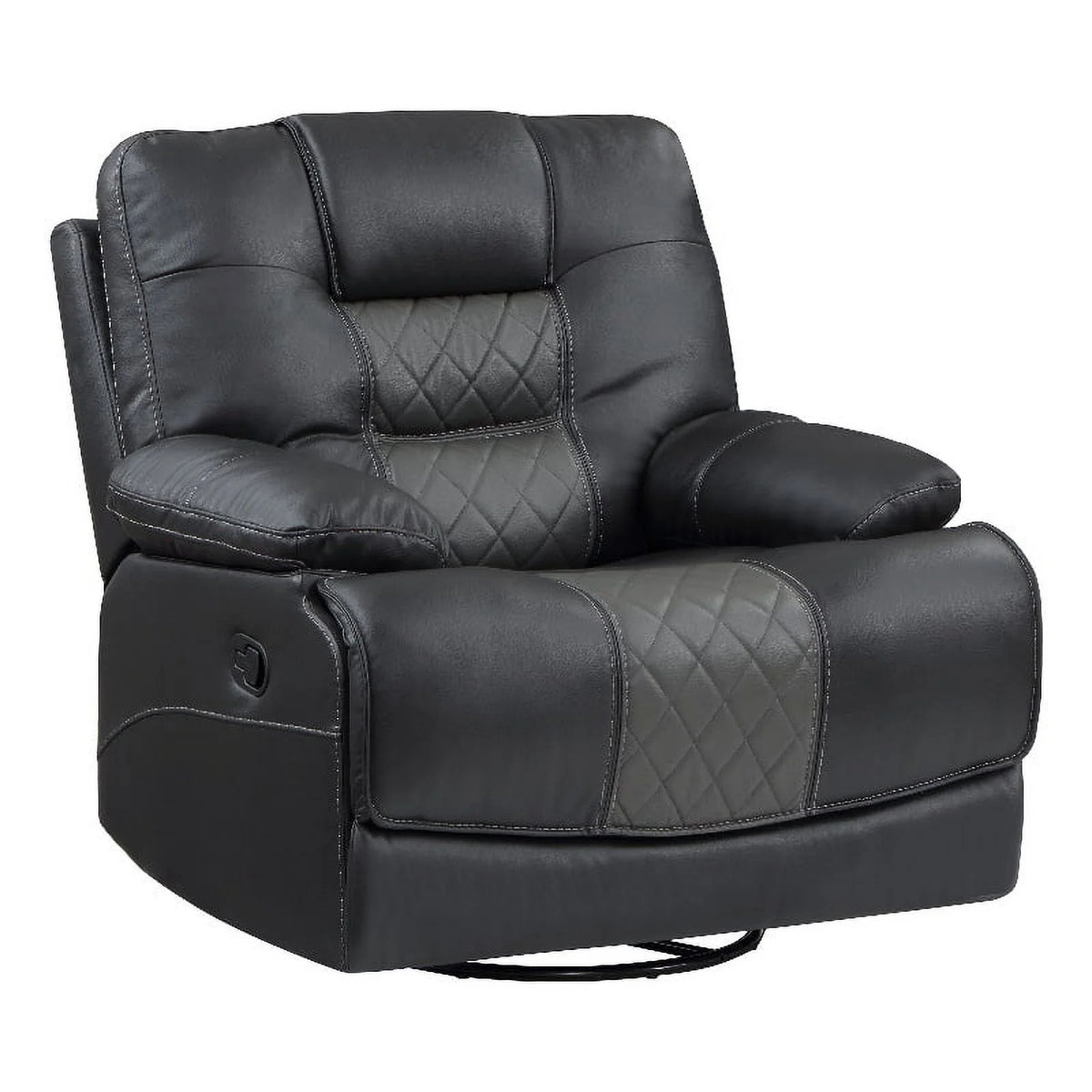 Gray Faux Leather Swivel Glider Reclining Chair D190