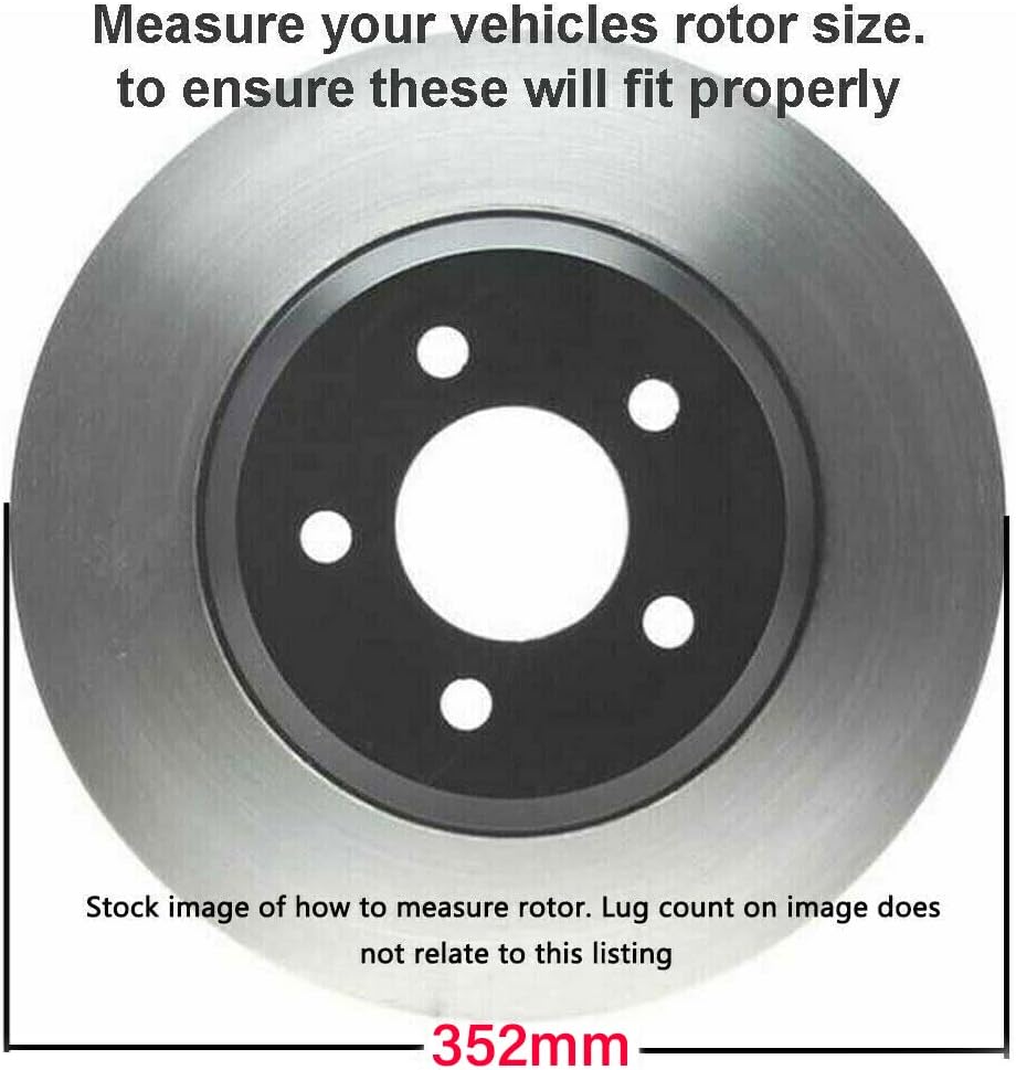 352mm 5-Lug Rear Disc Rotors Brake Pads 4pc Set B4486
