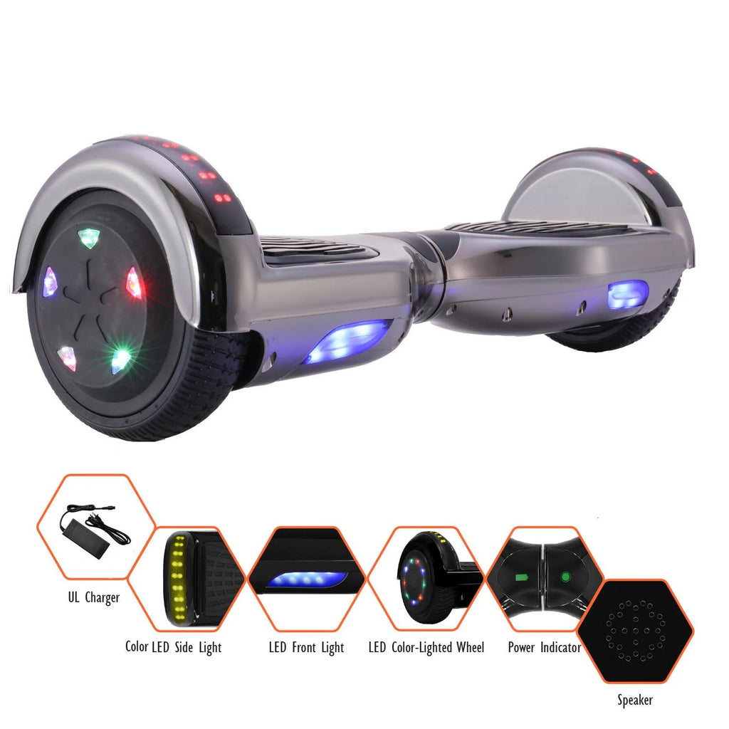 Chrome Black 36V Hoverboard with Bluetooth Speakers U374