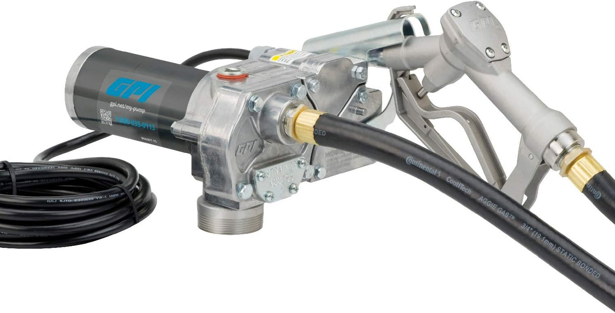 Fuel Transfer Pump with Automatic Shut-Off Nozzle, 15 GPM, 12' Hose L891608