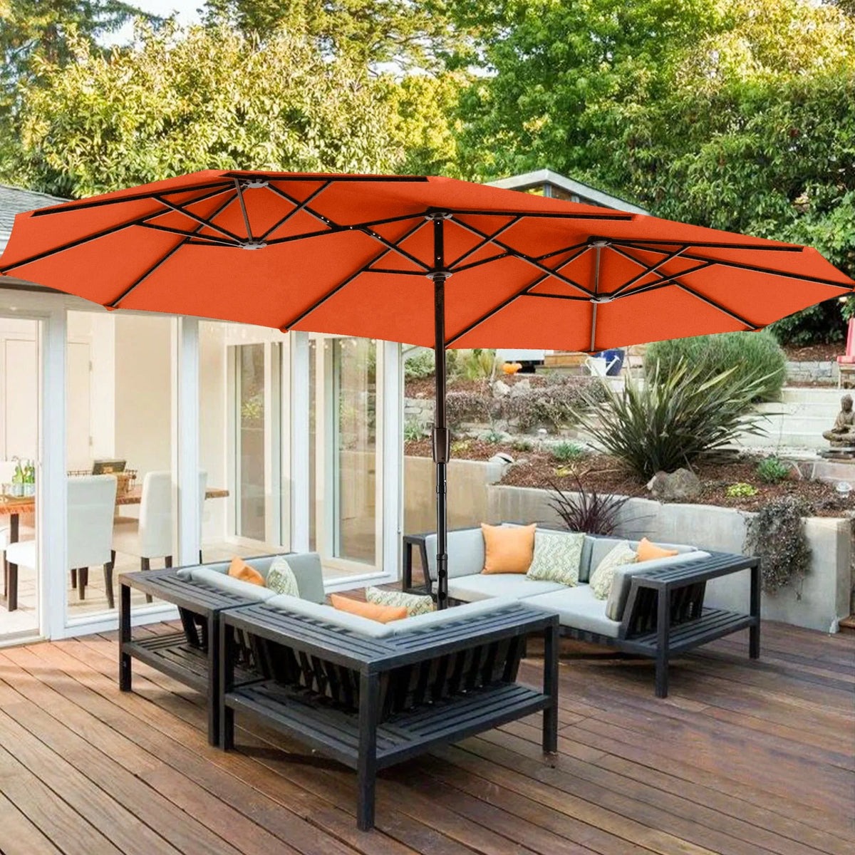 13FT Double Sided Patio Umbrella with Crank Handle I35815
