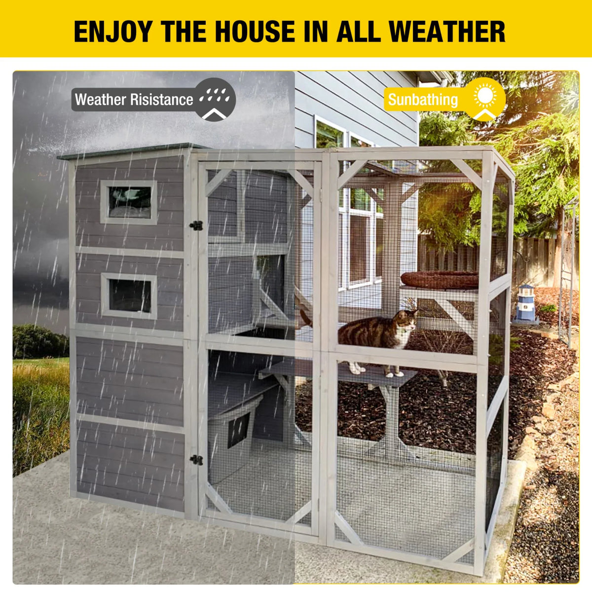 70''H 4 Tiers Outdoor Cat Cage P64723