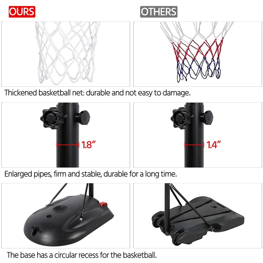 7 to 9 Ft Portable Basketball System Hoop Y5126
